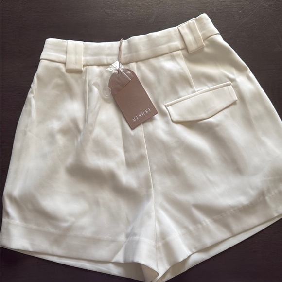 Meshki Cream High Waist Tailored Shorts - Picture 2 of 5